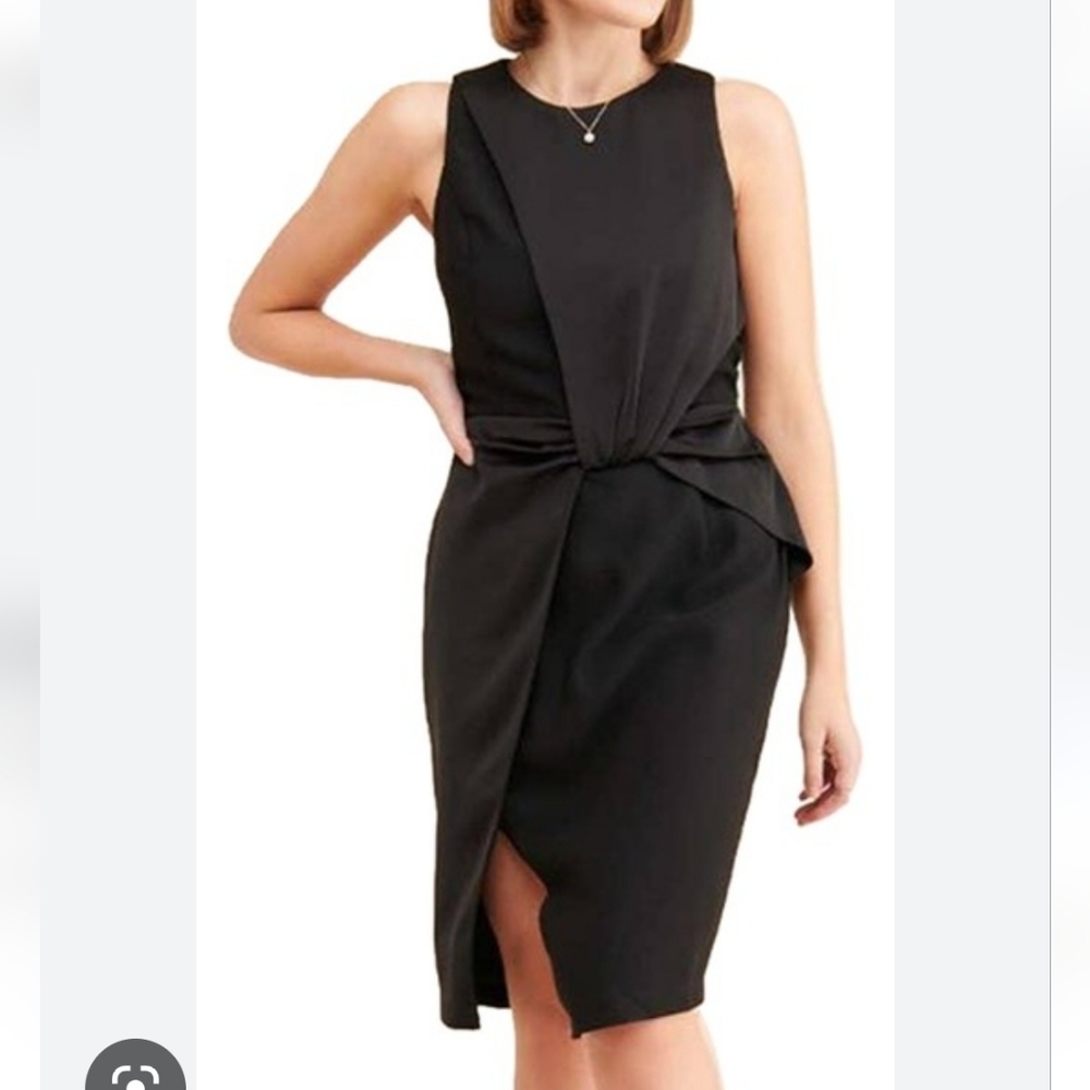Harlyn Sleeveless Cocktail Wrap Dress S Black 405A